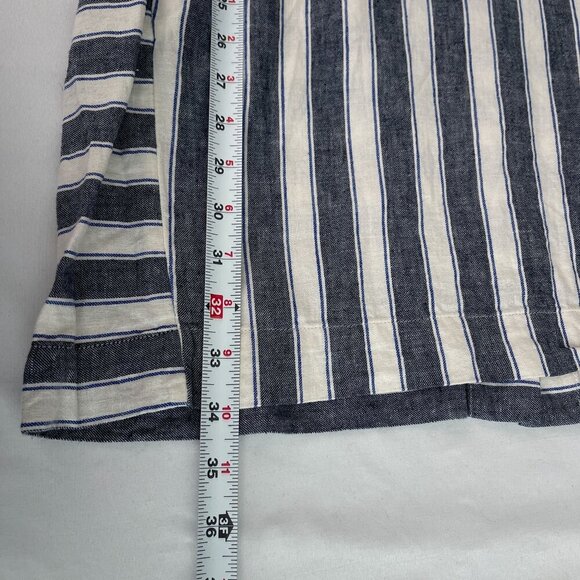 Madewell Stripe Play Button Back Dress Linen Cotton Transatlantic Blue Women M - Picture 15 of 16